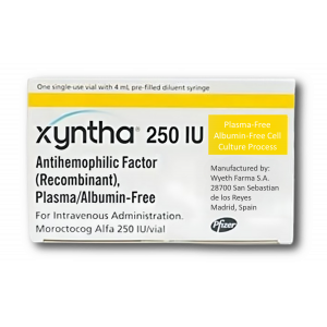 XYNTHA 250 IU ( ANTIHEMOPHILIC FACTOR VIII RECOMBINANT REPLACEMENT THERAPY ) FOR IV ADMINISTRATION 4 ML LYOPHILIZED POWDER VIAL + 4 ML PREFILLED DILUENT SYRINGE